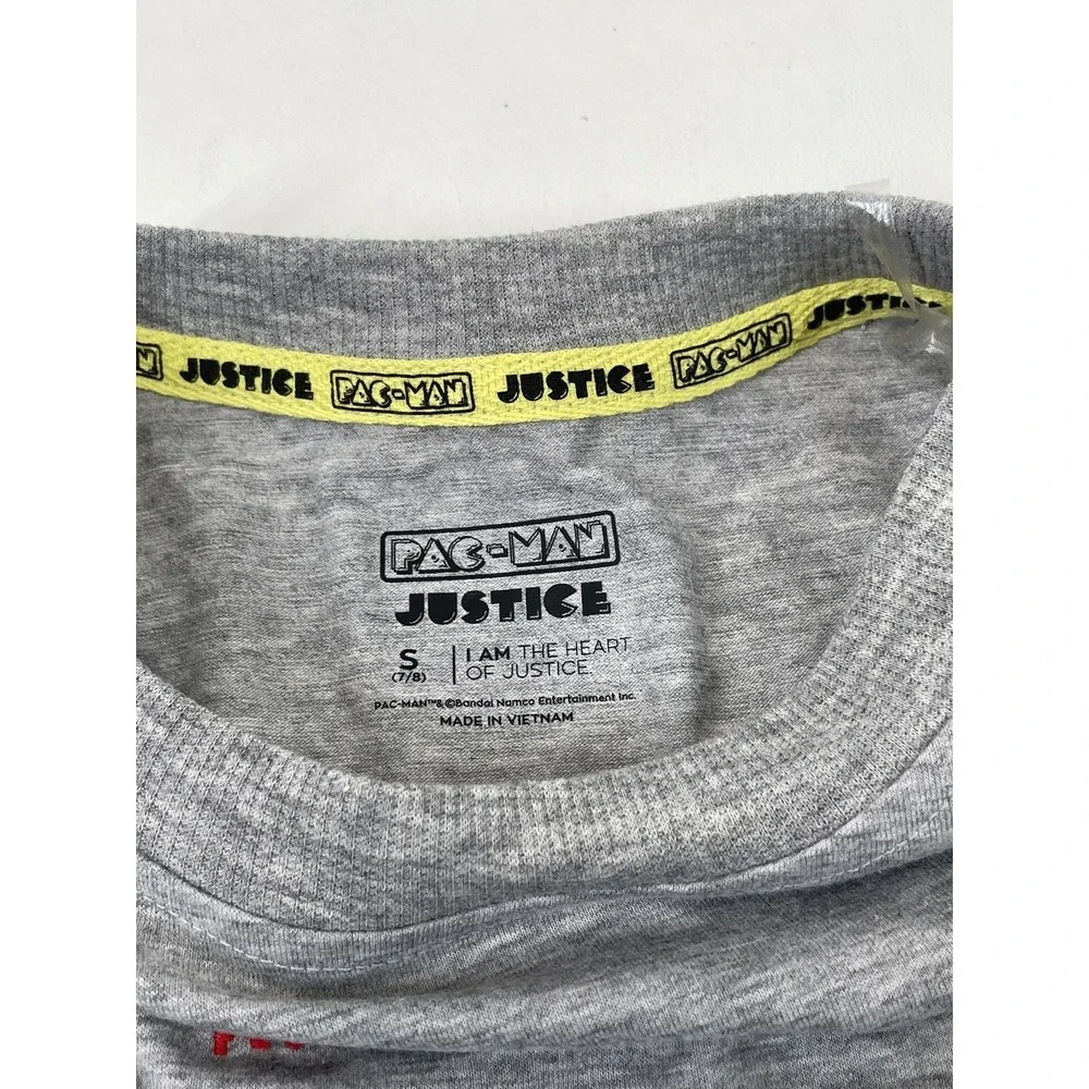 Justice Girls Pacman Cropped Graphic Tee‎ Size S Gray